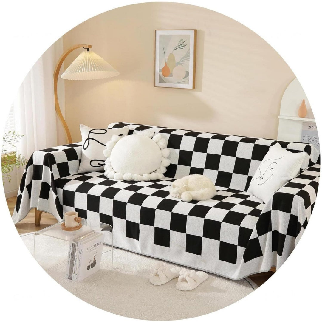 Seduta imbottita Coperta Versatile Ciniglia Jacquard Divano nero