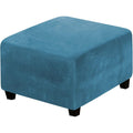 Arredo per soggiorno con poggiapiedi rivestimento in tessuto blu