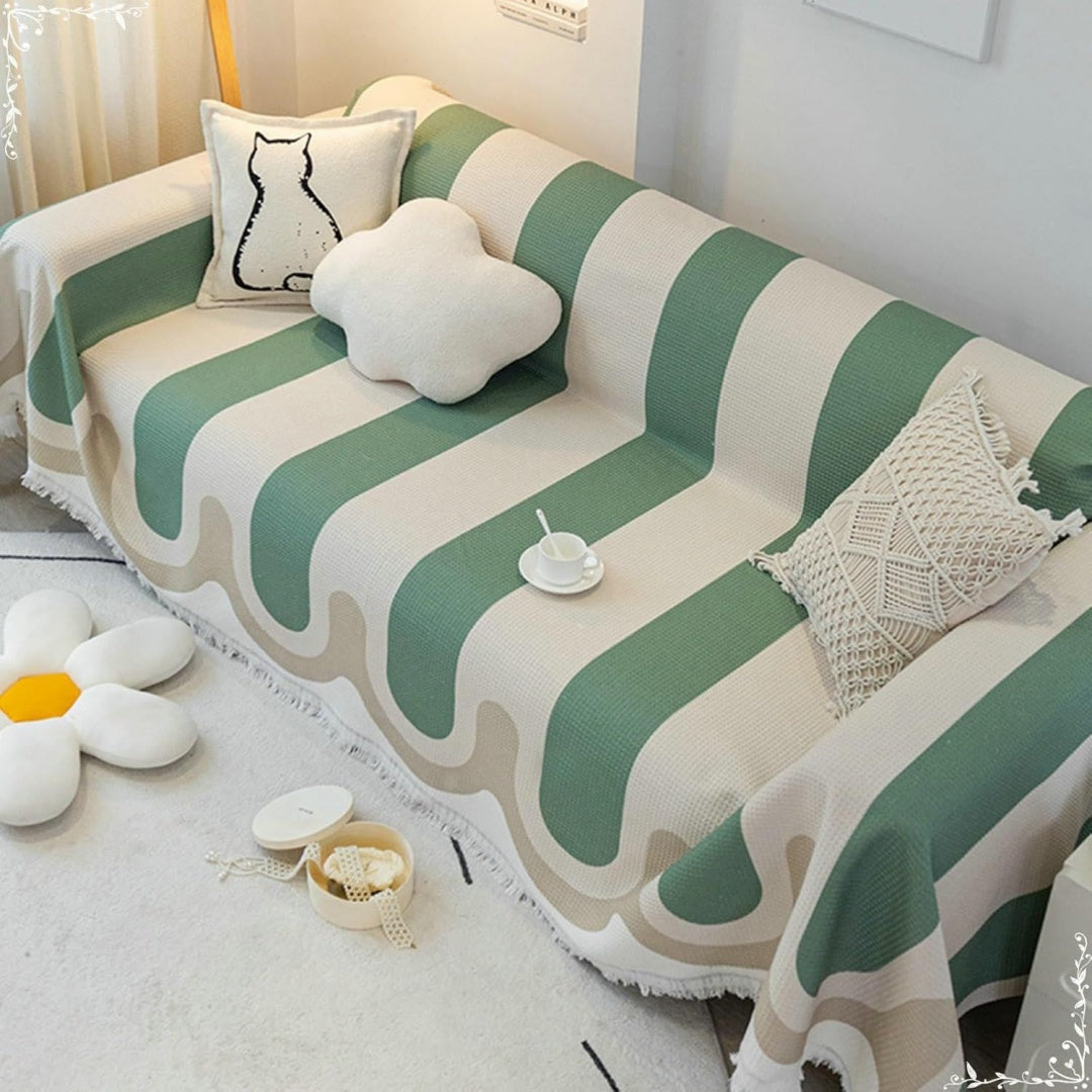 Divano da soggiorno Copridivano Tessuto AntiGraffio, Coperta Decorativa verde