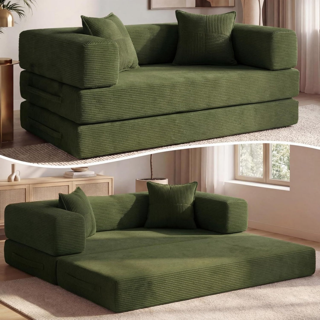 Divano confortevole rivestimento in velluto verde