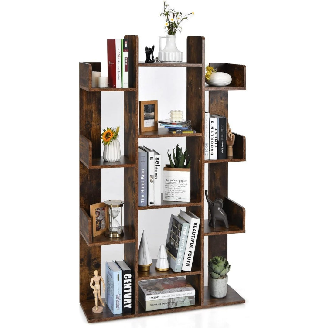 Libreria contenitore con ripiani marrone